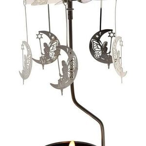 Rotary Candle Holder Spinning Candleholder Metal Small Gift () Moon+cat